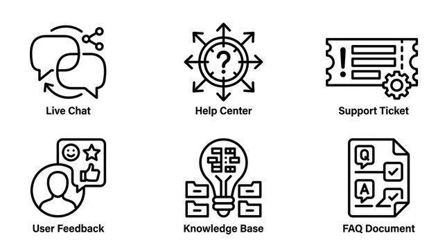 Customer Support and Service Line Icon Set
