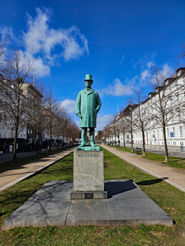 Wonderful views of Copenhagen, Denmark, with colorful houses and sculptures in beautiful weather
