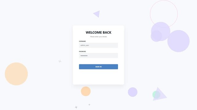 Welcome back login screen interface design