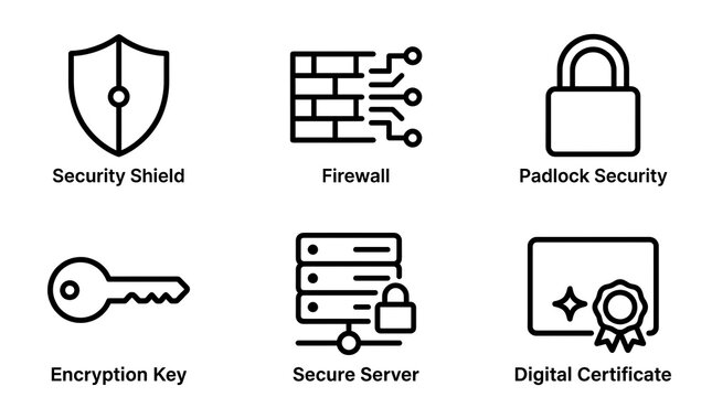 Cybersecurity and Data Protection Icon Set for IT Security