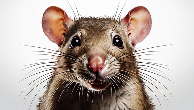 rat face shot isolated on white background cutout generative ai