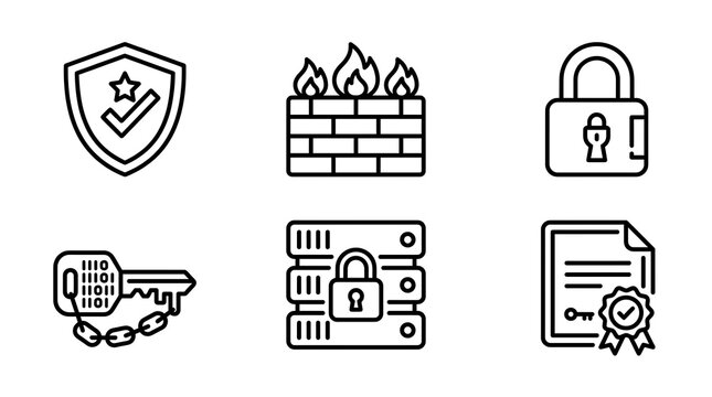 Cybersecurity Icon Set Outline Vector Graphics