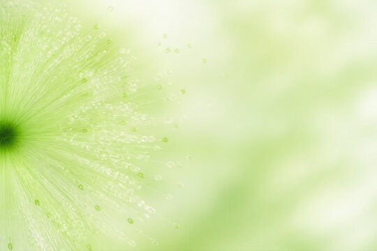 Dandelion seed head macro with soft green bokeh and dew