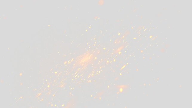 Sparks and smoldering coals rising from a fire with a transparent background showing movement and energy