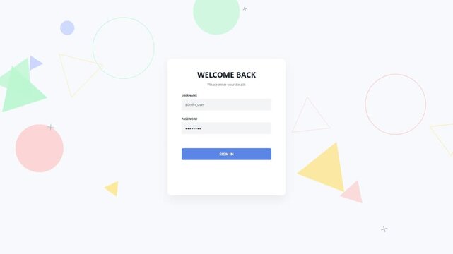 Minimalist login form with abstract geometric background