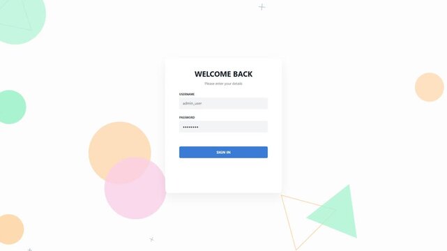 Welcome back login screen interface mockup