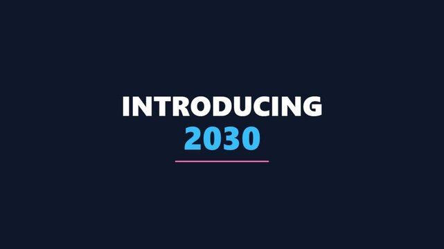 Introducing 2030 text animation with blue numbers