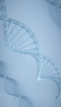 Abstract DNA particle helix on blue science background