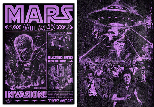 Retro Sci Fi Brutalist Poster Layout