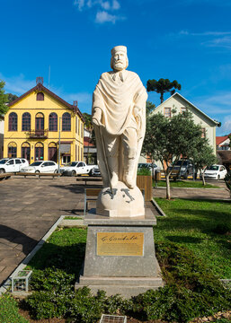 Antonio Prado, Brazil - July 24th 2025: Statue of Giuseppe Garibaldi in Garibaldi Square, Ant&ocirc;nio Prado, Rio Grande do Sul, Brazil