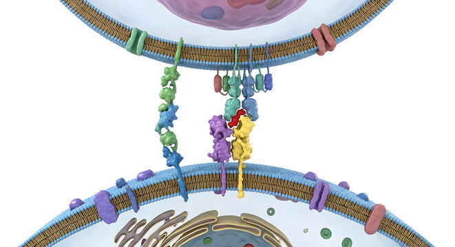High-Detail 3D Scientific Render of CD4 Receptor Anchoring Helper T Cell to Antigen-Presenting Cell via MHC Class II