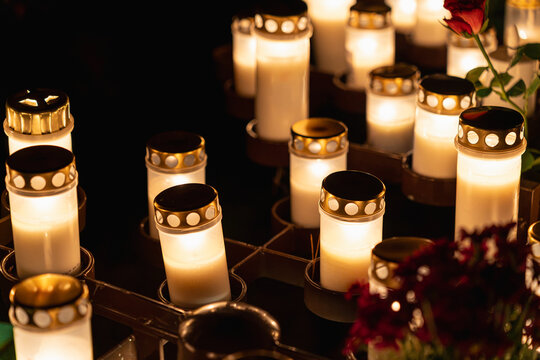 Candlelight vigil at cemetery on All Saints Day night