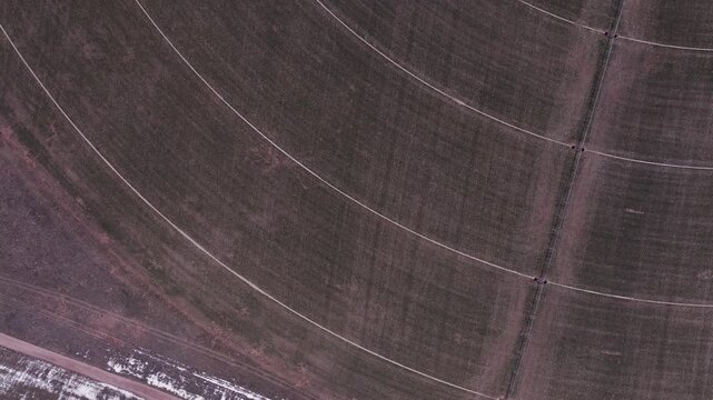 Aerial View of a Wind Farm Amid Farmland on the Rural Plains of Bridger, Montana