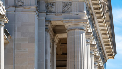 Architectural detail of Corinthian column supporting ornate entablature in Washington DC USA © kosoff