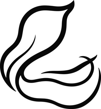 Minimal Fox Tail Emblem, Thick Bold Black Outline, Flowing Bold Curves, Clean Minimalist Vector, Isolated On White 2