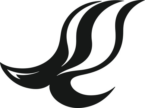 Minimal Fox Tail Emblem, Thick Bold Black Outline, Flowing Bold Curves, Clean Minimalist Vector, Isolated On White 3
