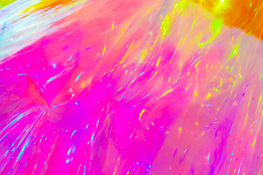 Holographic rainbow colors on a shiny surface