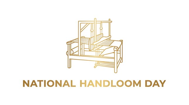 National Handloom Day Celebration with Traditional Weaving Loom Illustration.