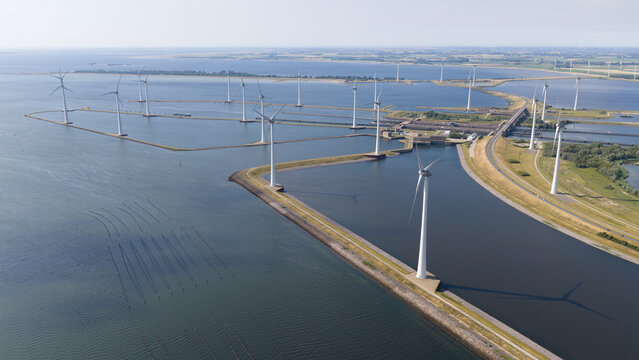 Aerial view of the Philipsdam in Dutch Delta Works