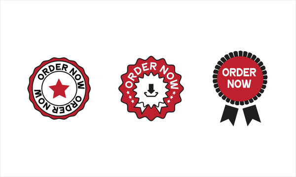 order now stamp and ribbon badge collection -vector sale icons