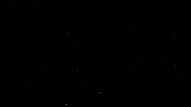 High definition 4K golden yellow fine shimmering glitter particles raining down in a twinkling festive seamless loop animation with transparent background overlay for video editing.