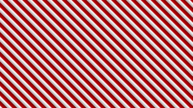 4K seamless looping animation of festive red and white diagonal candy cane stripes scrolling across the screen, creating a vibrant holiday Christmas background for motion graphic projects.