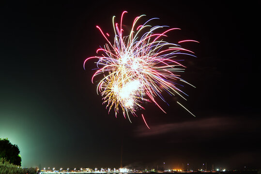 Fireworks and celebrations on a beach in Perth, Western Australia