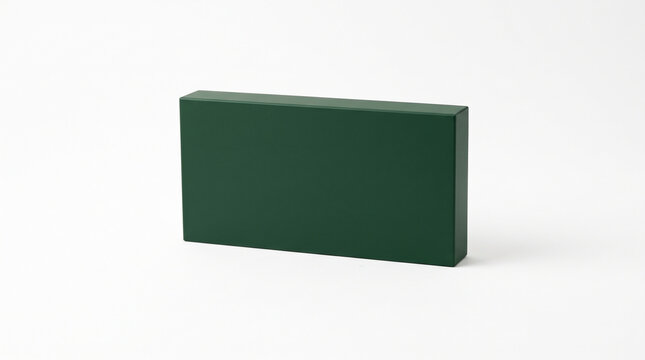 Minimalist dark green cardboard boxes isolated on white background for packaging design mockup with rectangular cardboard box displays three views container template