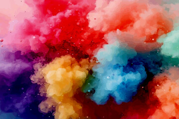Fototapeta premium abstract color powder splatted on black background,Freeze motion of color powder exploding or throwing color powder, multicolored glitter texture.