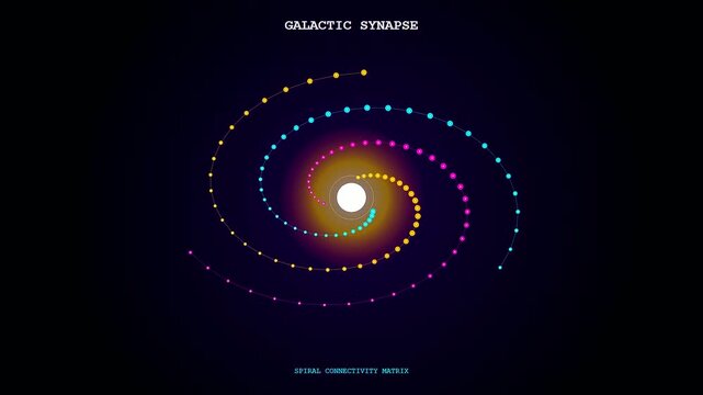An abstract glowing neural network diagram animating outward like a cosmic spiral galaxy representing database connectivity and artificial intelligence data flow.