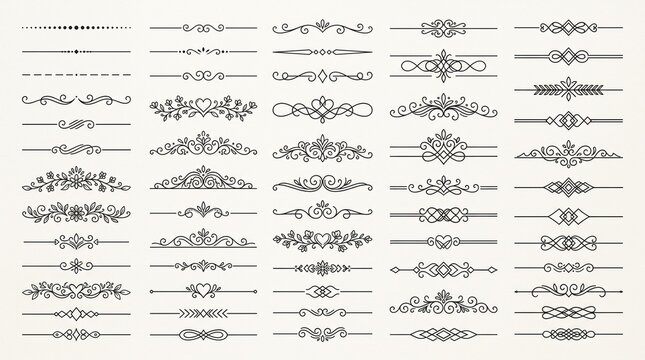 Collection of decorative page dividers and ornate flourishes with ornament