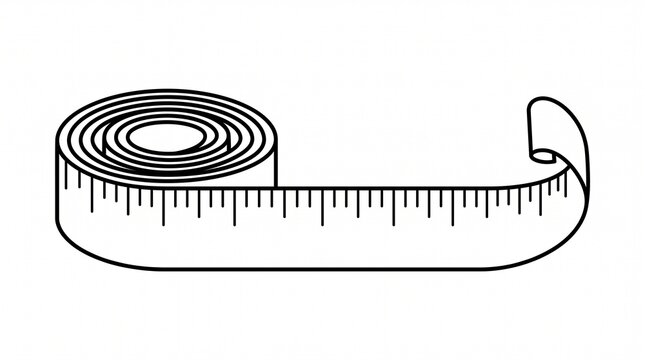 Black and white measuring tape roll icon with measuring construction precision