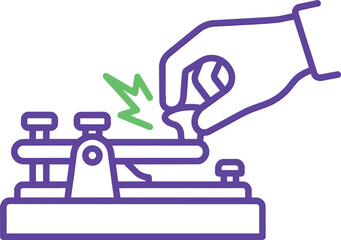 Hand Operating Morse Code Telegraph Key Icon Illustration © Abayal