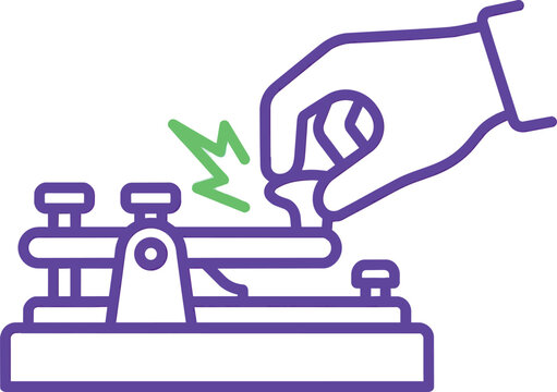 Hand Operating Morse Code Telegraph Key Icon Illustration