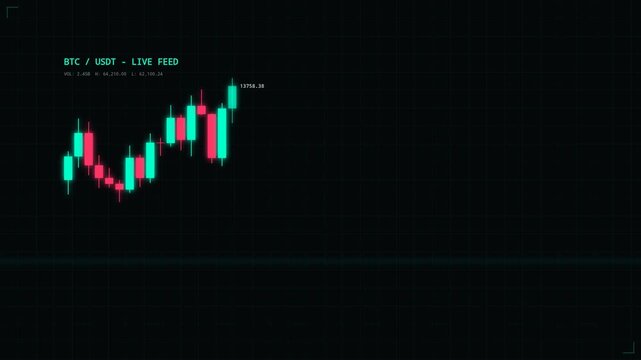Cryptocurrency Candlestick Chart Show Live Market Trading Price Fluctuation