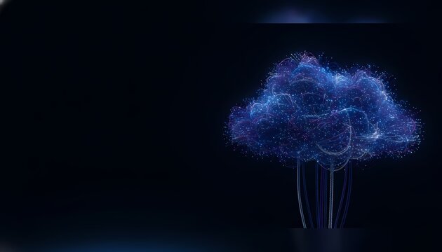 Blue digital explosion with glowing particles on black background. Futuristic sci-fi energy burst for tech and innovation visuals.