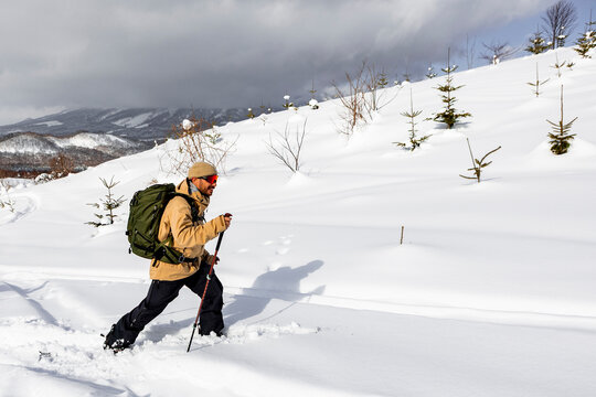 Splitboard touring in Japan through deep powder snow