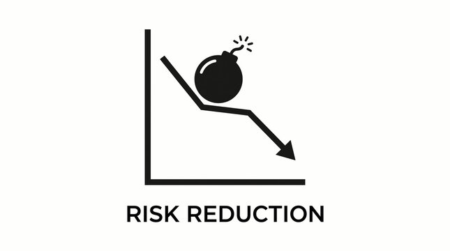 Risk reduction concept with bomb on graph
