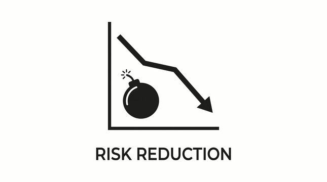 Risk reduction graph with bomb symbol