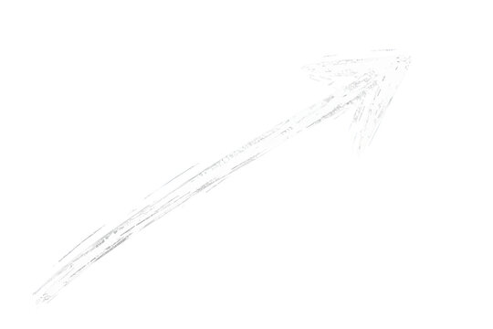 White diagonal sketched arrow isolated on transparent background