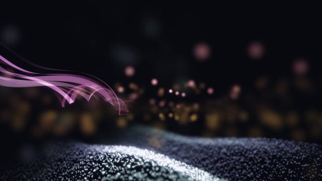 3D Render A mesmerizing dynamic ethereal scene featuring smooth wave-like forms undulating gently across an abstract, glowing surface composed of countless shimmering particles