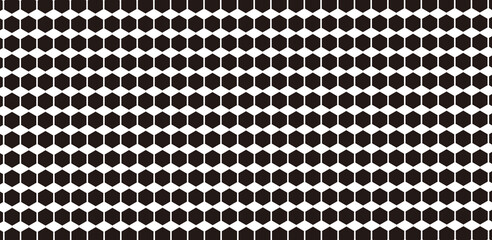 Abstract pattern of interconnected hexagons in a repeating grid. The dark hexagons create a striking contrast against a lighter background, forming a visually engaging and geometric composition © Joyko12