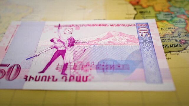 Armenian Fifty Dram Banknote Showing Ballet Dancers and Mount Ararat
