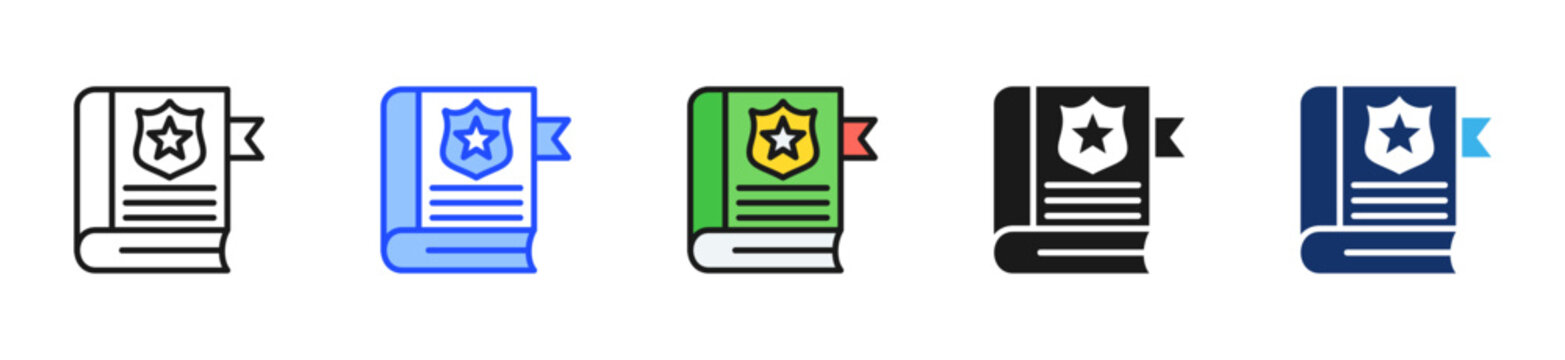 Law Book Icon Collection With Multiple Styles