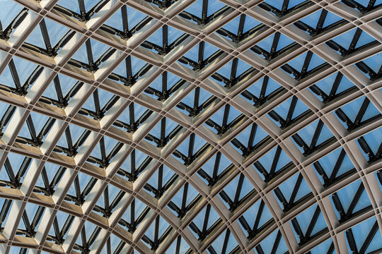 Modern architectural glass and metal roof structure