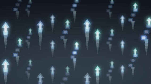 Rising Growth Arrows and Ascending Step Blocks Business Success Motion Background Seamless Loop in subtle navy tones