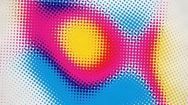 Pop art halftone dots shifting color gradient seamless loop in deep cyan tones