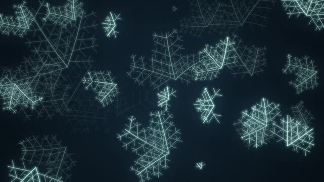 Ice Crystal Frost Growing Dendritic Branches Glowing Cool Blue Winter Abstract Motion Background Seamless Loop in bright mint tones