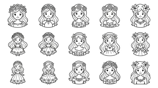 Cute Princesses Collection Vector Art