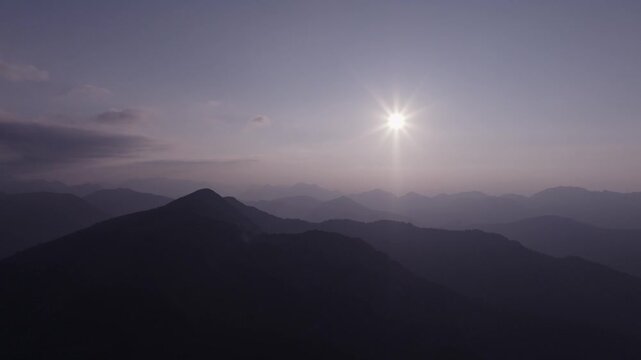 Sunset over beautiful mountain panorama in the Alps. Achenkirch, Austria